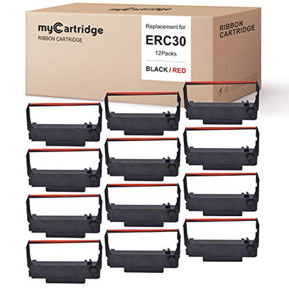 myCartridge ERC30 ERC-30 ERC 30 34 38 B/R Compatible with Ribbon Cartridge for use in ERC38 NK506 (Black Red, 12-Pack) - size: 12 Pack