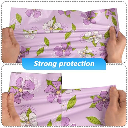 Poly Mailer 6x9 Inch 100 Pcs, Shipping Bags for Clothing - color: Purple Flowers, size: 6x9 Inch 100Pcs
