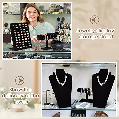 Henoyso 22 Pcs VelvetJewelry Display for Vendors Necklace Bust Holder - color: Black