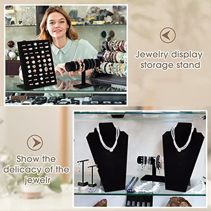 Henoyso 22 Pcs VelvetJewelry Display for Vendors Necklace Bust Holder - color: Black