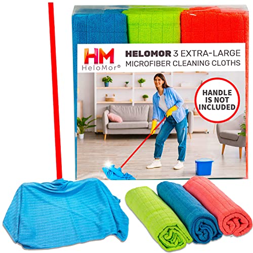 HELOMOR 3 Extra Large Microfiber Cleaning Cloths, 30"x18" Floor Towels for Squeegee Mop, Reusable Multi-Purpose Cleaning Rags for House, Kitchen, Car & Windows, Highly Absorbent, Lint-Free - size: Pack of 3