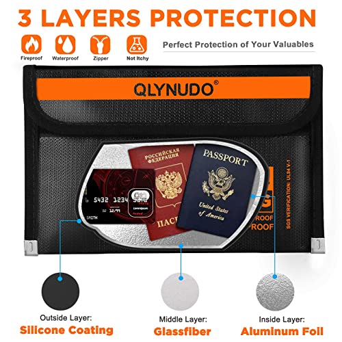 Small Fireproof Money Bag for Cash, Stealth Nesting 2-Pack - color: small-black+big-black