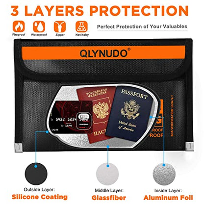 Small Fireproof Money Bag for Cash, Stealth Nesting 2-Pack - color: small-black+big-black