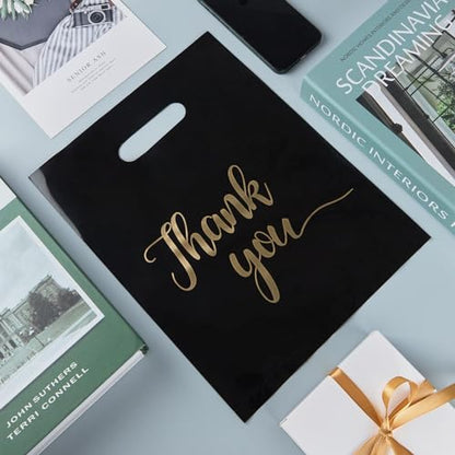 ZORRITA Thank You Bags for Small Business, 100 Pack, 9 x 12 Inch - color: Black, style: 9 × 12 Inch