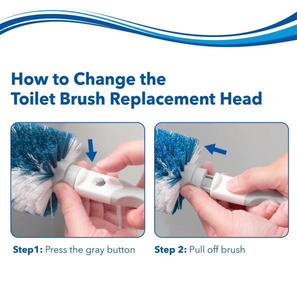 Unger Toilet Brush Replacement Heads, 2 Pack, Bathroom Cleaning Supplies, Hygienic and Durable Scrubber with Non-Scratch Bristles, Scrub Hard-to-Reach Areas - style: Toilet Brush Replacement Heads, 2-pack