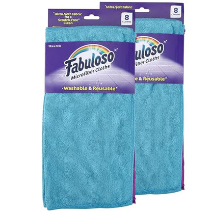 Fabuloso Microfiber Cleaning Cloths for Home & Car, 13x13, 8 Ct, 2-Pack - color: Rainbow, size: 8 Count (Pack of 2)