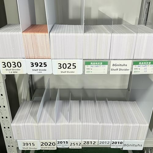 20 Pcs 39 * 20CM 1.6MM Closet Organization with PVC White Shelf Dividers - Closet Shelf Organizer for Clothes, Towels,Sweaters,Purses,and Books - Shelf Separators,Label Sticker,Label Holder - size: 39 * 20CM+10 * 3CM 1.6MM