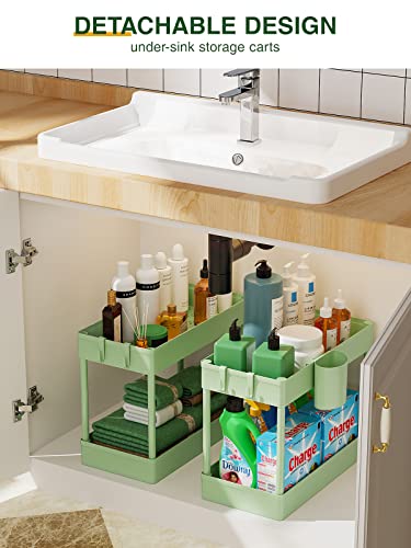 LEHOM Slim Rolling Storage Cart - 4 Tiers Bathroom Organizer Utility Cart - color: Light Bean Green