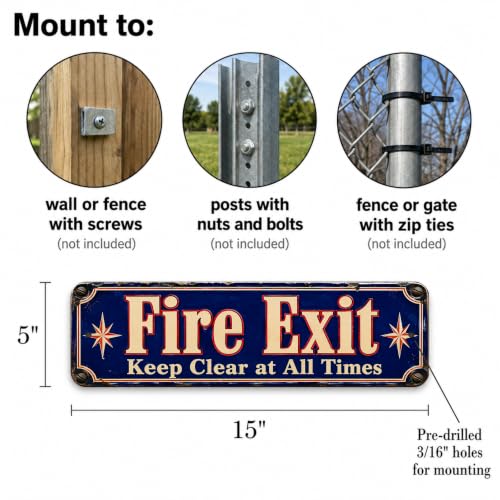 Fire Exit Vintage Enamel Business Sign - style: Fire Exit