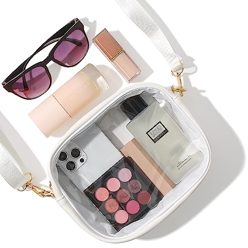 TOBVZOO Clear Bag Stadium Approved, Crossbody Transparent Bag for Concerts Sports Events, Purses for Men & Women - color: White