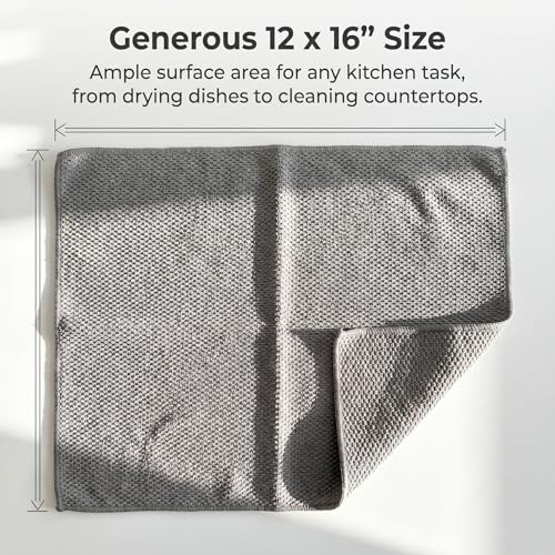 Microfiber Cleaning Cloths 6-Pack, Absorbent Textured Towels Large 12x16 In