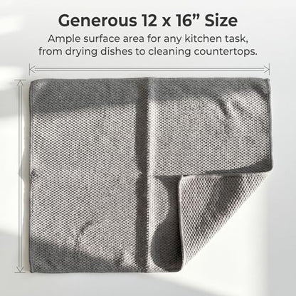Microfiber Cleaning Cloths 6-Pack, Absorbent Textured Towels Large 12x16 In