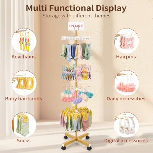 Flenpptly Retail Display Stand, 5-Tier Rotating Display Rack, Gold - color: Gold