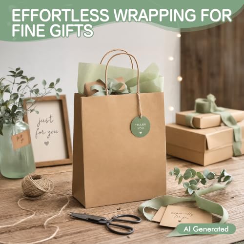 ECOEXTRA Brown Kraft Paper Bags 100 Pack 8x4.5x10.8 in Medium with Handles - color: Brown, size: 1 Count (Pack of 100)