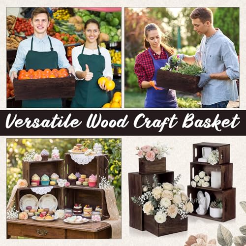 AceOrbit Set of 6 Rustic Wood Crates for Display Nesting Box, Dark Brown - color: Dark Brown