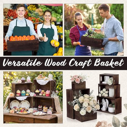 AceOrbit Set of 6 Rustic Wood Crates for Display Nesting Box, Dark Brown - color: Dark Brown
