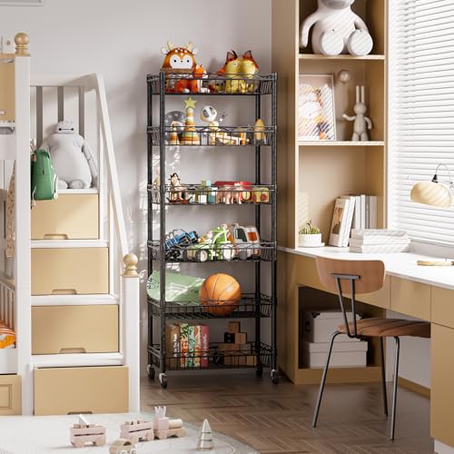 SINGAYE 6 Tier Shelf Wire Shelving Adjustable Storage Shelves Basket Rack - color: Black, size: 6-Tier[17"Dx12"Wx63"H]