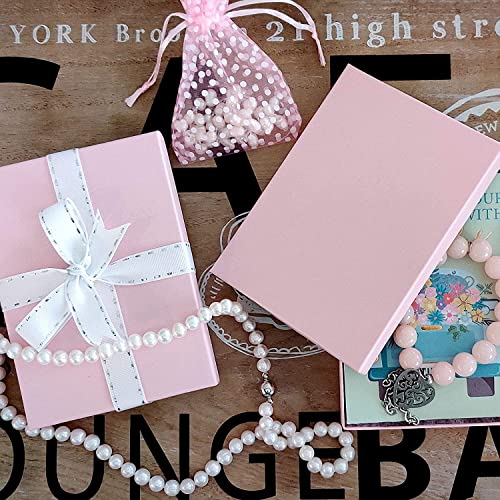 RJ Displays Jewelry Gift Boxes – 6 Pack Pink Cotton Filled Cardboard Box for Necklace, Bracelet, Earring & Ornament Gifts, Jewelry Boxes with Lids, Bulk Gift Packaging – 7 1/8" x 5 1/8" x 1 1/8" - color: Pink