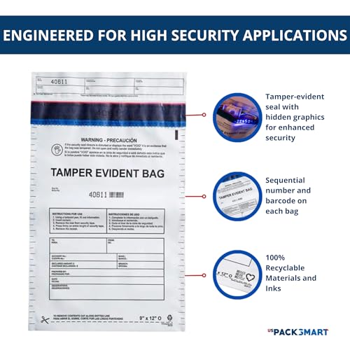 12”x16" Opaque Plastic Deposit Bags with Security Tape Tamper Evident - Secure Bank Deposits, Cash Handling, & Currency Transport | Self-Sealing Tape with Hidden Graphics | 100-Pack - color: Opaque, size: 12"x16"