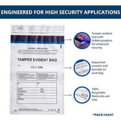 12”x16" Opaque Plastic Deposit Bags with Security Tape Tamper Evident - Secure Bank Deposits, Cash Handling, & Currency Transport | Self-Sealing Tape with Hidden Graphics | 100-Pack - color: Opaque, size: 12"x16"