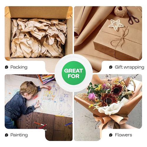 18" x 1200" (100 feet) Brown Kraft Paper Roll - USA-Made Quality Craft Paper for Gift Wrapping, Kids' Arts & Crafts, School Projects - 100% Recycled Natural Material 50lb Thickness by IDL Packaging - color: Brown, size: 18"x100' (#50 thick)