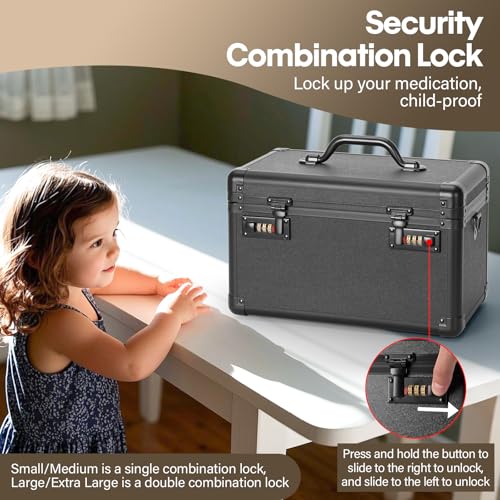 LOCKCURX Lock Box, Combination Storage Case, 13.4 x 8.2 x 7.6 Inch, Black - color: Black, size: Large