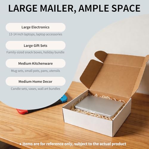 Fishat 12" x 10" x 4" White Corrugated Cardboard Shipping Boxes Set of 5 - size: 12" x 10" x 4"