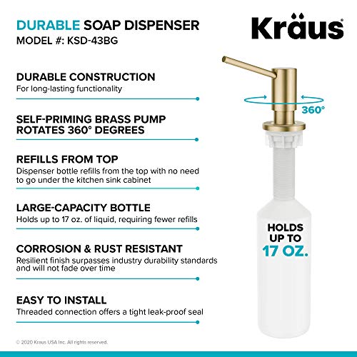 KRAUS Kitchen Soap and Lotion Dispenser in Brushed Gold, KSD-43BG - color: Brushed Gold