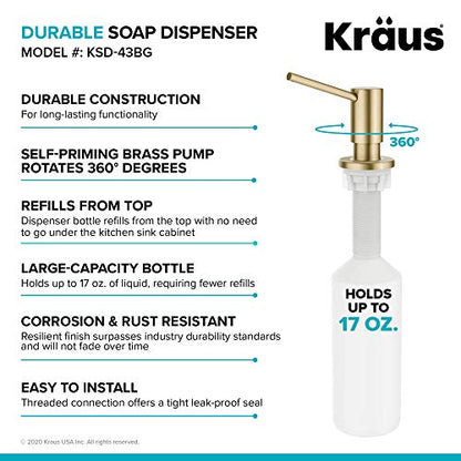 KRAUS Kitchen Soap and Lotion Dispenser in Brushed Gold, KSD-43BG - color: Brushed Gold