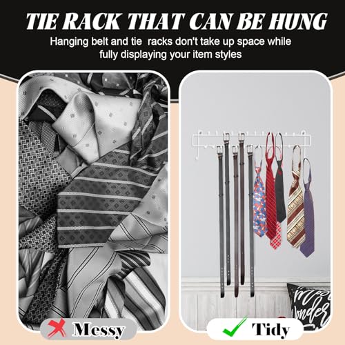 Gisafai 4 Pcs Tie Rack Organizer Wall Mounted, Belt Holder Rack