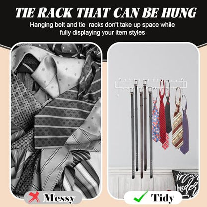 Gisafai 4 Pcs Tie Rack Organizer Wall Mounted, Belt Holder Rack