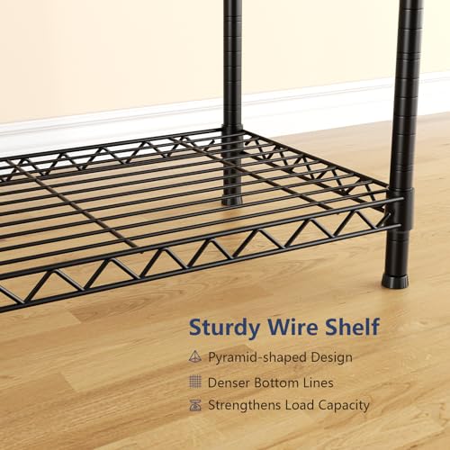 Heavy Duty Closet Garment Rack, Metal Clothes Racks Wardrobe with Shelf - color: Black