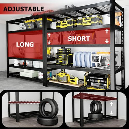 62" W 3050LBS Storage Shelves Unit,5 Tier Heavy Duty Metal Shelving Unit and Storage Large Rack,72" H x62 W x24 D Adjustable Metal Shelving Unit,Garage Shelves for Basement,Warehouse - size: 24x62x72