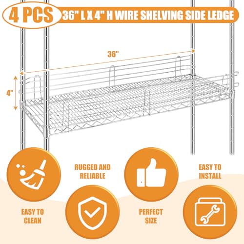 MorningRo 4 Pcs Silver Chrome Wire Shelf Ledge, 14" L x 5" H - color: Silver, size: 36" L X 4" H