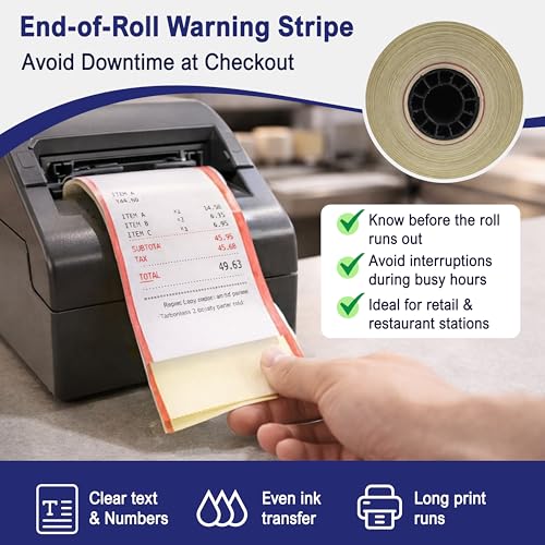 2-Ply Carbonless Receipt Paper Rolls 3" x 95' White/Canary – Compatible with Epson ERC-30 / ERC-34 / ERC-38 – 10 Rolls + 1 Replacement Printer Ribbon by Vonlyst