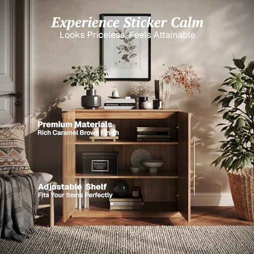 BELLEZE Jagger 3-Piece Modular Sideboard Buffet Cabinet - Camel - color: Jagger Camel Bcc