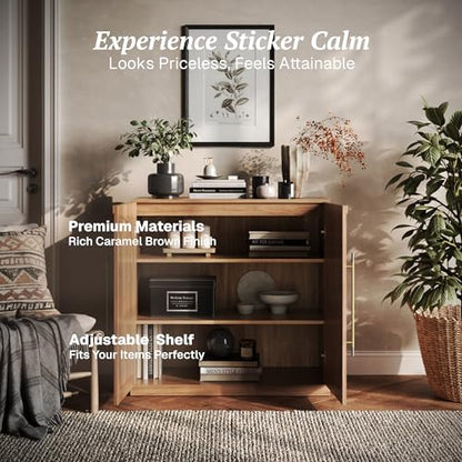 BELLEZE Jagger 3-Piece Modular Sideboard Buffet Cabinet - Camel - color: Jagger Camel Bcc