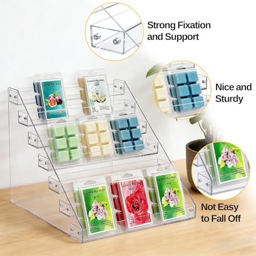 2 Pack 12" Wax Melt Holder Display, 7 Tier Clear Acrylic Risers Display Stands, Perfume Shelf & Organizer for Wax Cubes Wax Melt Candles,Clear