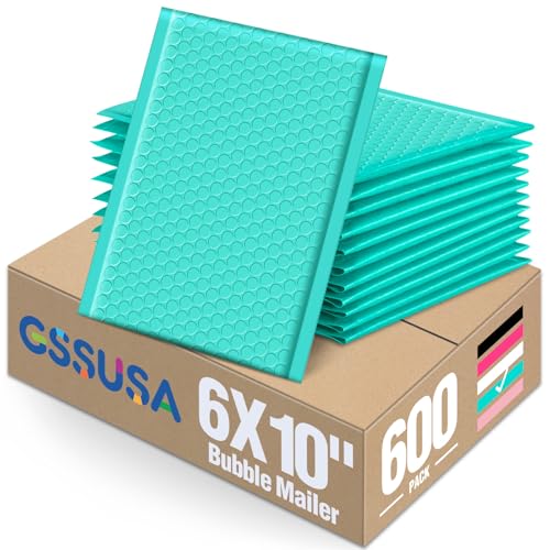 GSSUSA Teal Bubble Mailers 6x10" 600 Pack Padded Envelopes Self Seal - color: Teal, size: 6x10 600pc