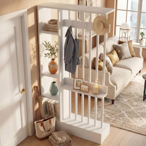 Tribesigns Wall Room Divider with Shelves, 71" Freestanding Room Divider - color: White