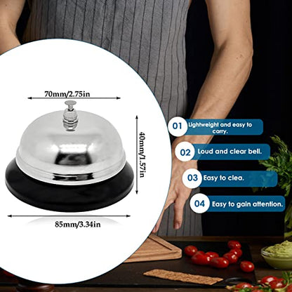 1pcs Call Bell, Service Bell, Loud and Clear Ring Stainless Steel Metal Counter Service Bell,for Hotels, Schools, Restaurants,Reception Areas(Small Size)