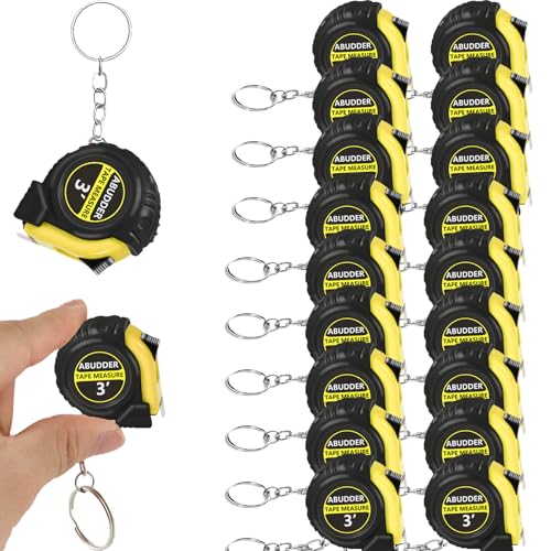 18 Pack Small Tape Measure Keychains - Mini Tape Measures Retractable,Pocket Measurement Tape Bulk Easy Read 3 Feet - color: Yellow