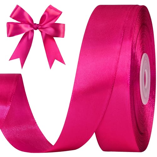 Hot Pink Satin Ribbon, 1 Inch, 50 Yards - color: hot pink