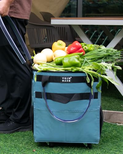 Reusable Grocery Bag on Wheels, Rolling Tote, 46 LBS, Small - color: Blue, size: Small