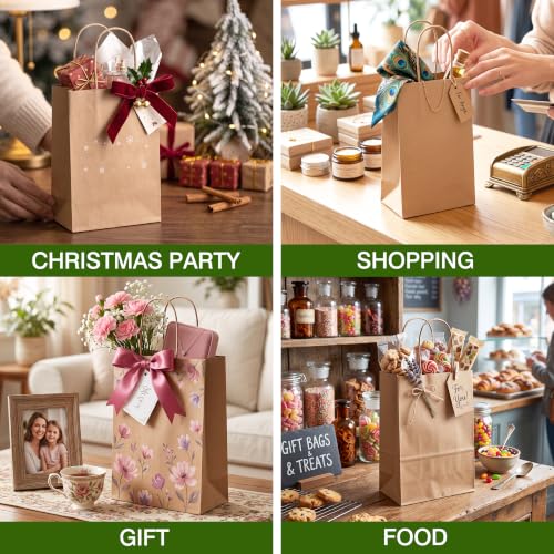 OUTUXED 3000pcs Small Gift Bags, Brown Paper Bags with Handles - color: Brown 5.25x3.2x8in, size: 1 Count (Pack of 3000)
