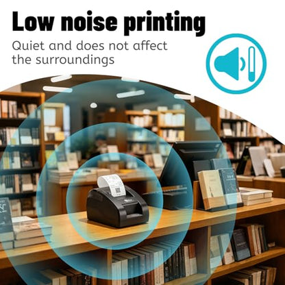 MRBOSS 2“ 58mm POS Cash Register Portable Thermal Receipt Printer with High Speed Printing USB+Bluetooth Interface for Supermarket Restaurant Retail Sales Kitchen Support Windows Android MAC