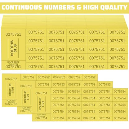Kosiz 25 Bid 504 Raffle Ticket Sheets Chinese Auction Tickets, Yellow - color: Yellow, size: 25 Bid