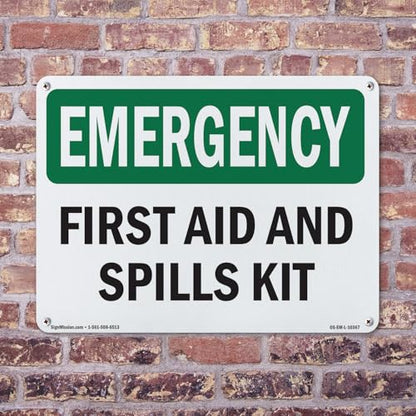 First Aid And Spills Kit OSHA Emergency Rigid Plastic Sign 10 Inch x 7 Inch - 10 Pack - color: Plastic, size: 10 Pack of 10" x 7"