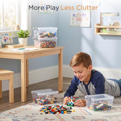 Citylife 10Packs 1.3Qt Small Storage Bins with Lids,Stackable Clear - color: Clear White, size: 1.3 QT(10 Pack)