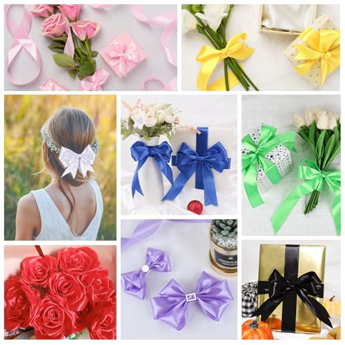 NESCCI 200 Yards Ribbon,1-1/2 Inch Satin Ribbon,Single Face Satin Ribbons - color: 8 Colors-A, size: 1-1/2 Inch | 25 yards